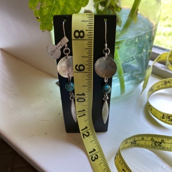 NWT Signed Balaam handmade earrings. Authentic turquoise. 925 Sterling Silver. - Picture 7 of 7